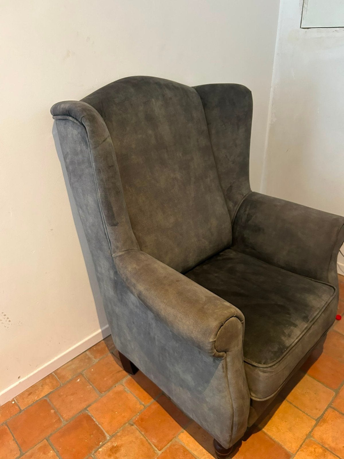 Groen grijze oorfauteuil, Huis en Inrichting, Ophalen