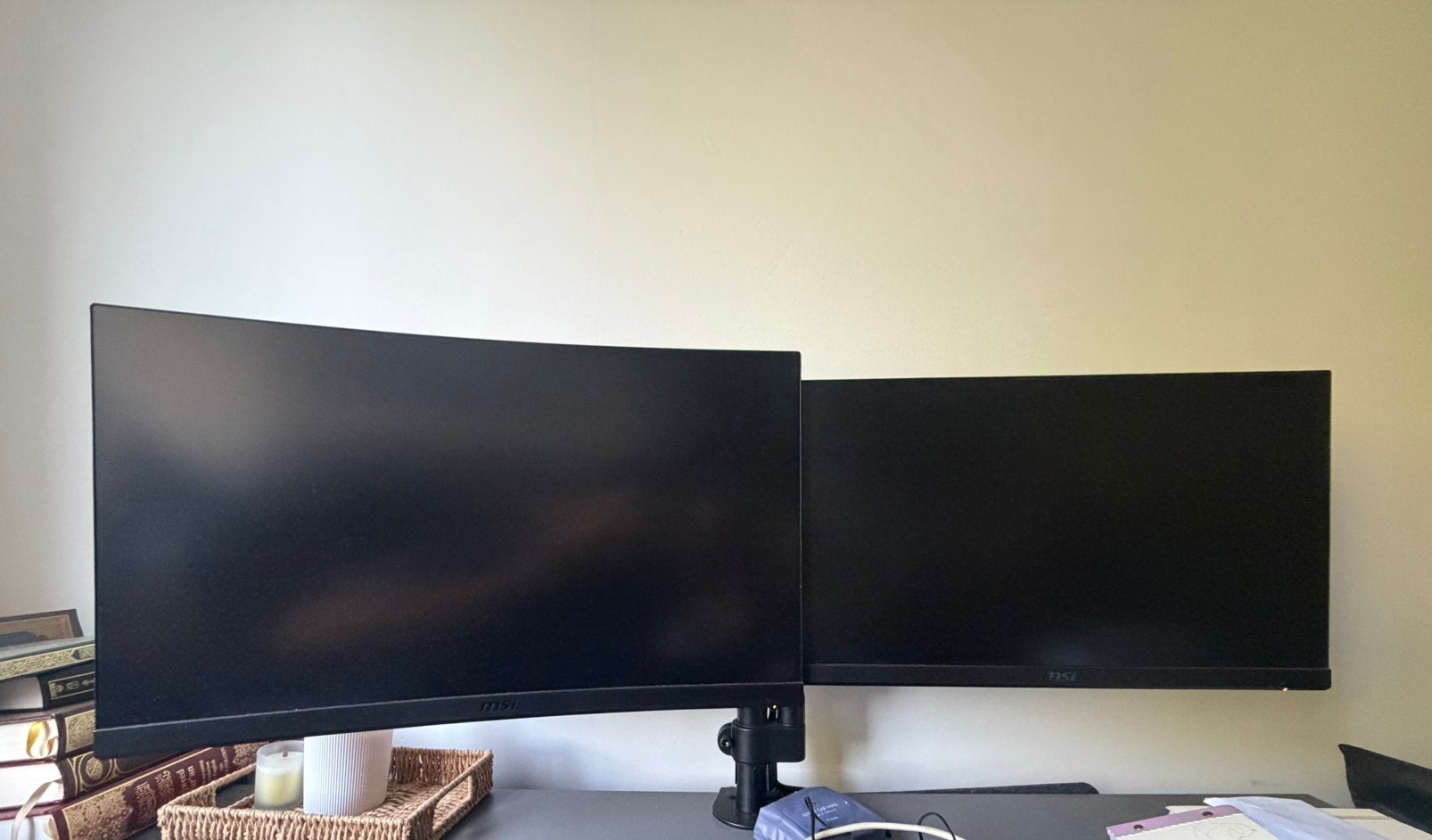 Double Moniteur MSI avec bras articulé, Informatique & Logiciels, IPS, 151 à 200 Hz, Full HD, Comme neuf
