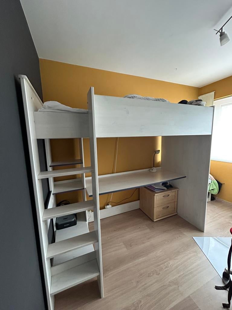 Hoogtebed, Huis en Inrichting, Slaapkamer | Bedden, Ophalen, Gebruikt, 90 cm, Eenpersoons