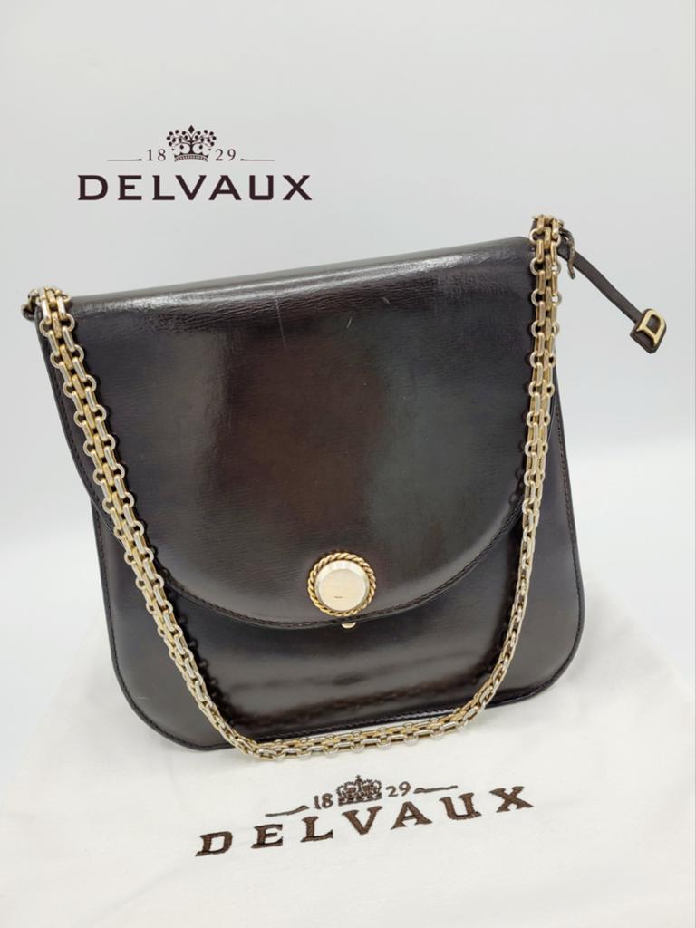 Zeldzame 1950s Delvaux handtas, Ophalen of Verzenden, Bruin, Schoudertasje