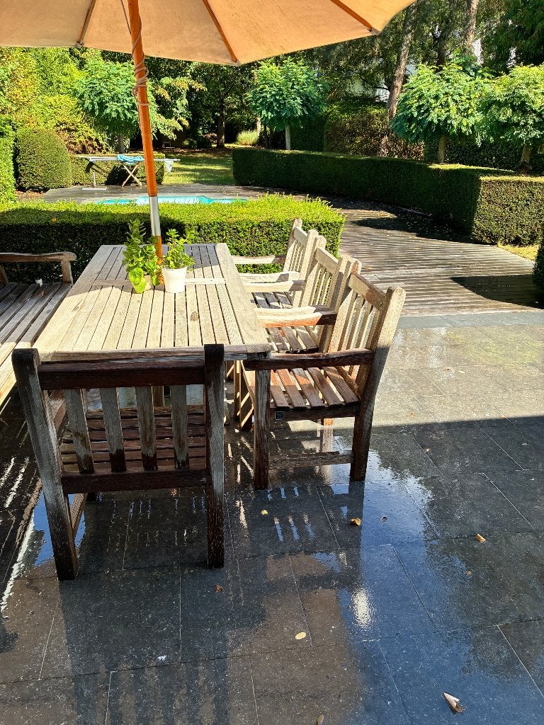 Tuinmeubelen tafel en stoelen, Ophalen, 5 zitplaatsen, Gebruikt, Tuinset