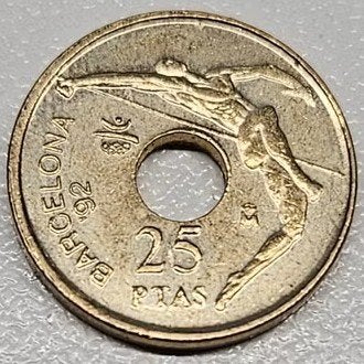 Espagne : 25 Peseta 1991 KM#851 Ref 16909 Saut en Hauteur, Enlèvement ou Envoi, Autres pays, Monnaie en vrac