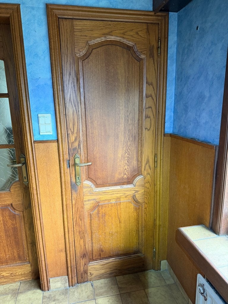 Binnendeuren in vol eikenhout 4 stuks, Porte intérieure, Enlèvement, Verre, 200 à 215 cm