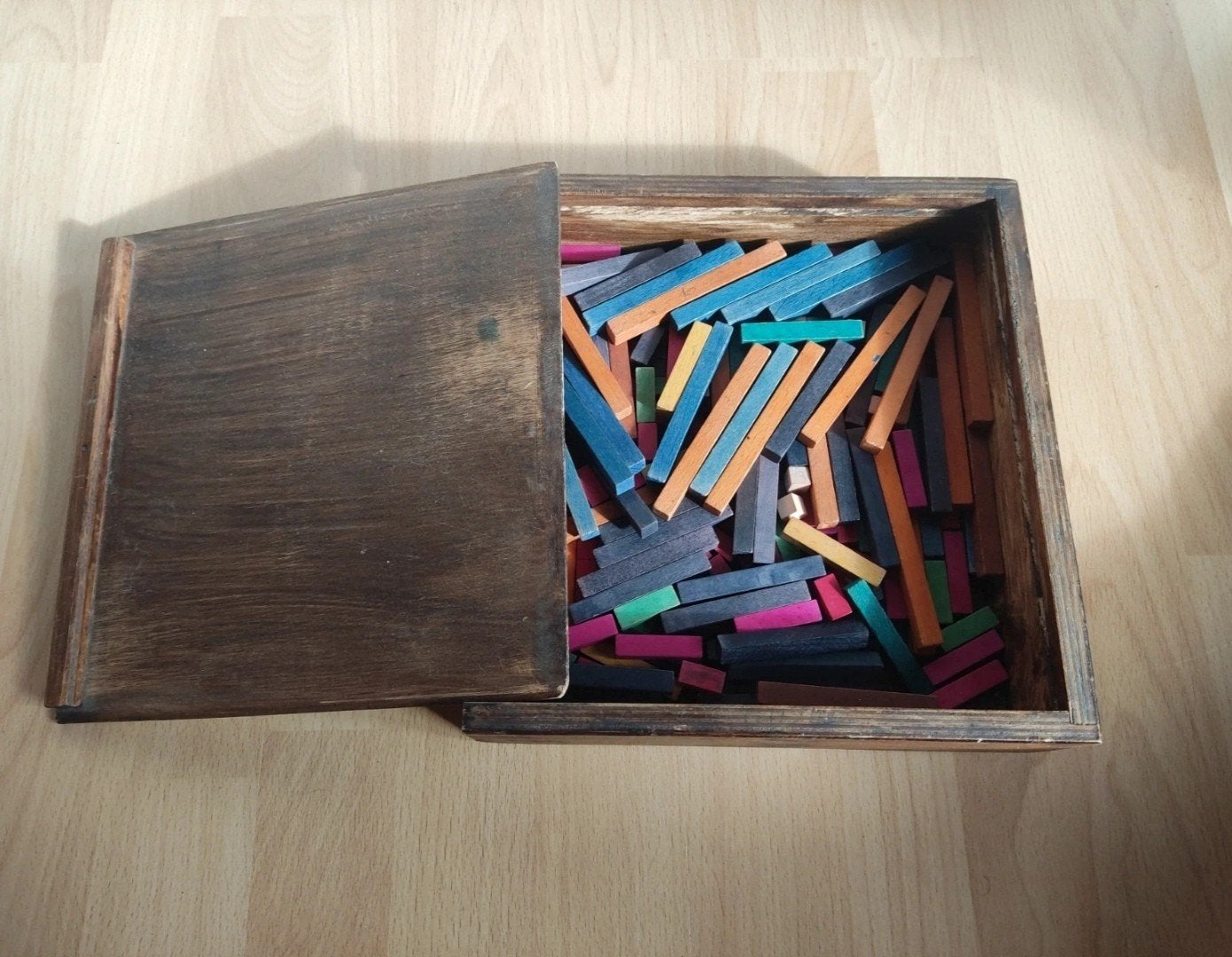 Vintage doos rekenstaafjes, Ophalen of Verzenden