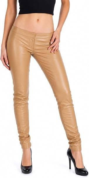Pantalon slim en cuir veritable Dolce & Gabbana XS, Kleding | Dames, Dolce & Gabbana, Beige, Nieuw, Ophalen of Verzenden