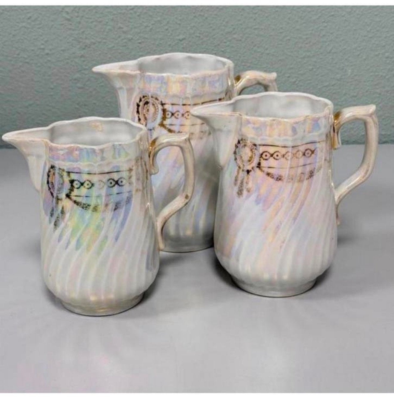 3 Kannen Sadler Swirl Lustreware theeset vintage parelmoer, Antiek en Kunst, Antiek | Servies los, Ophalen of Verzenden