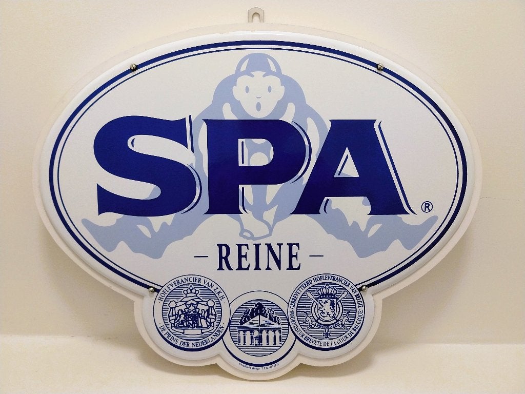 Enseigne en émail Spa Reine  Spa Monopole — Emaillerie Belge, Collections, Marques & Objets publicitaires, Comme neuf, Panneau publicitaire