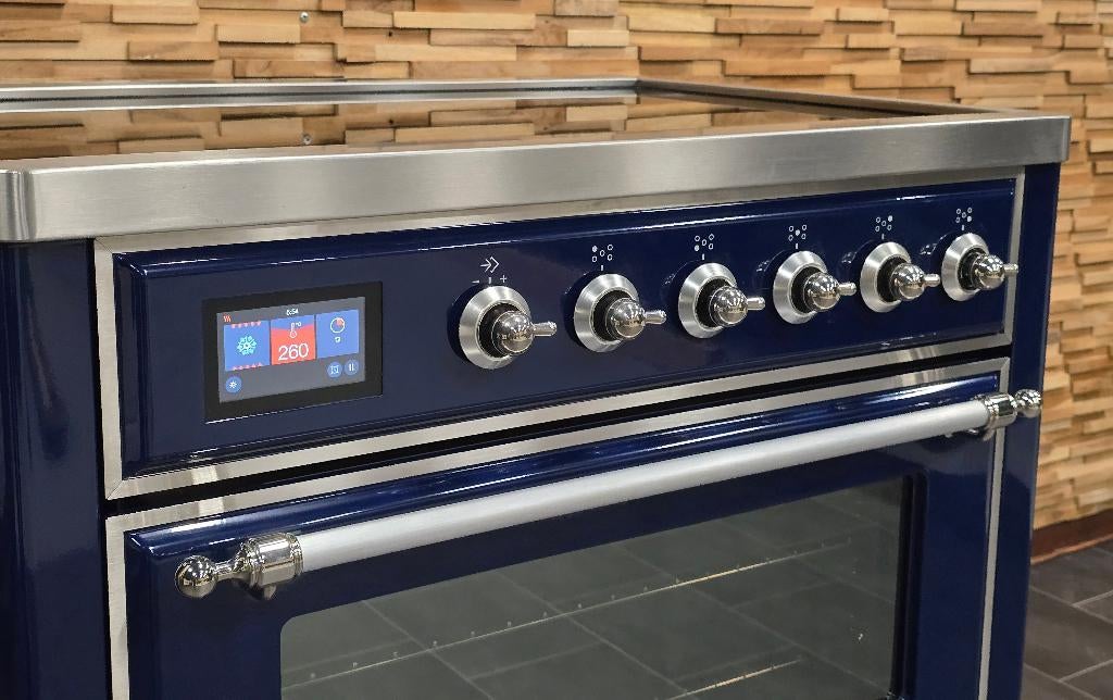 🔥Luxe Fornuis Boretti Ilve Majestic 91cm blauw INDUCTIE, Classe énergétique A ou plus économe, Comme neuf, Enlèvement, Gril