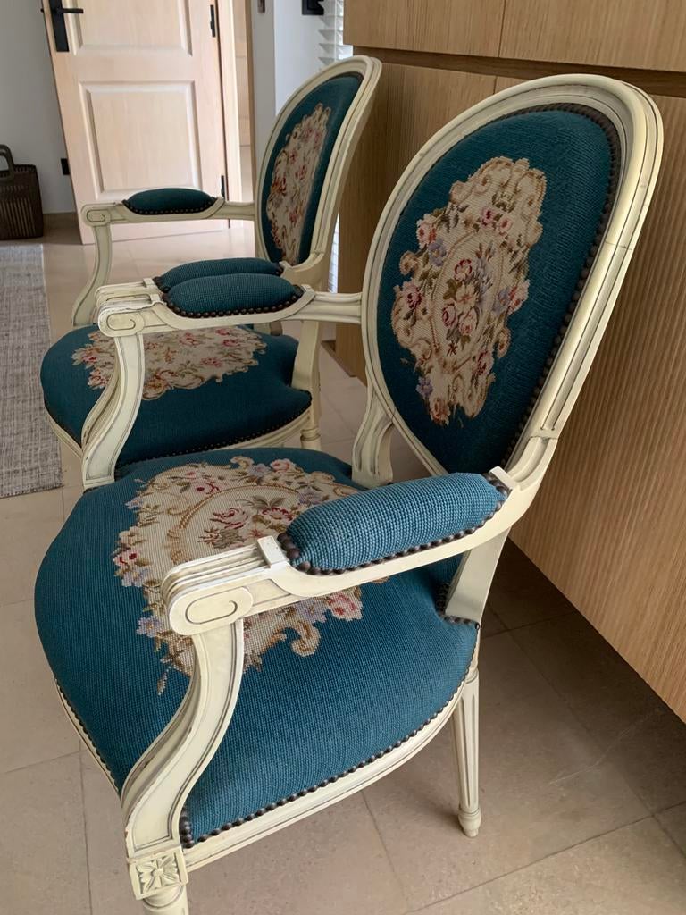Prachtig set van 2 Louis XVI-stijl armstoelen, Antiek en Kunst, Ophalen