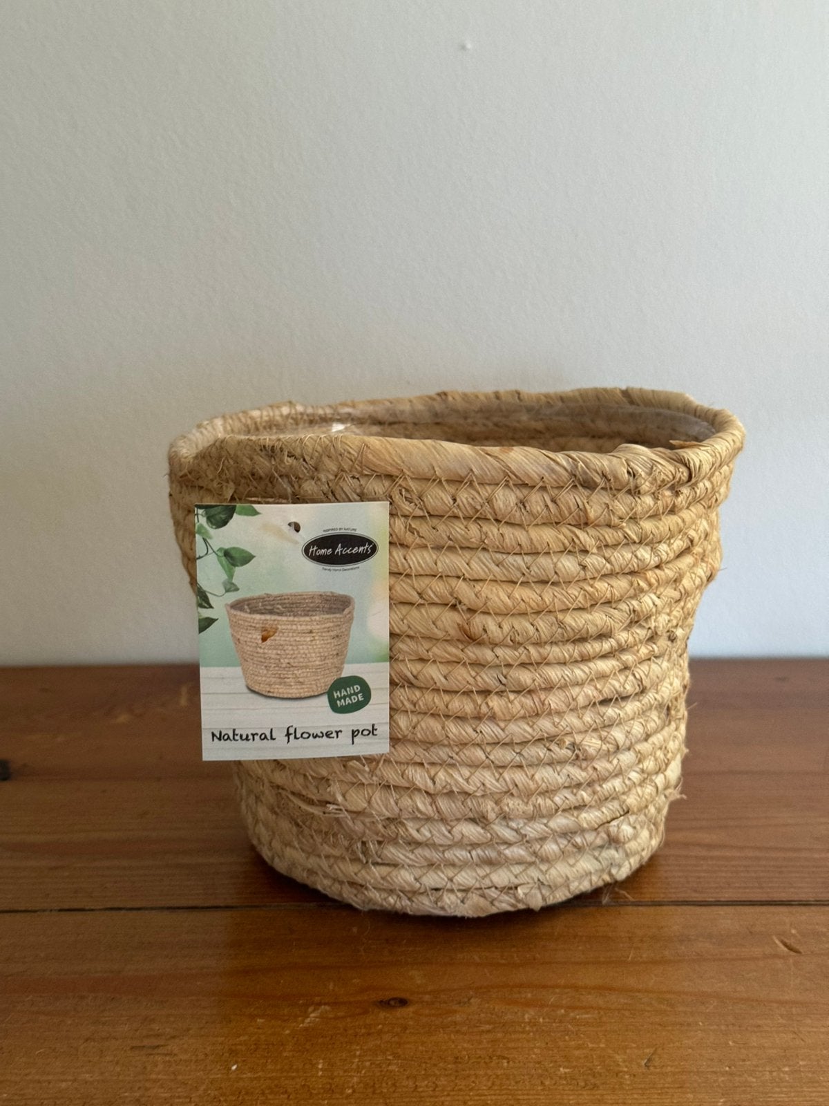 Handgemaakte gevlochten bloempot | Home Accents | naturel, Huis en Inrichting, Ophalen of Verzenden, Zo goed als nieuw, Gevlochten