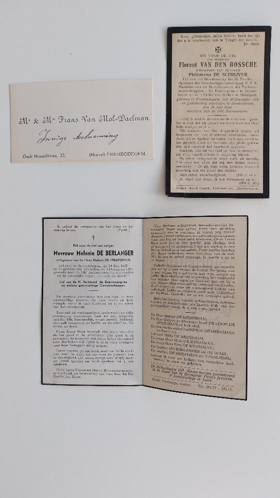 Carte de décès de Lotje Erembodegem Alost, Enlèvement ou Envoi, Carte de condoléances