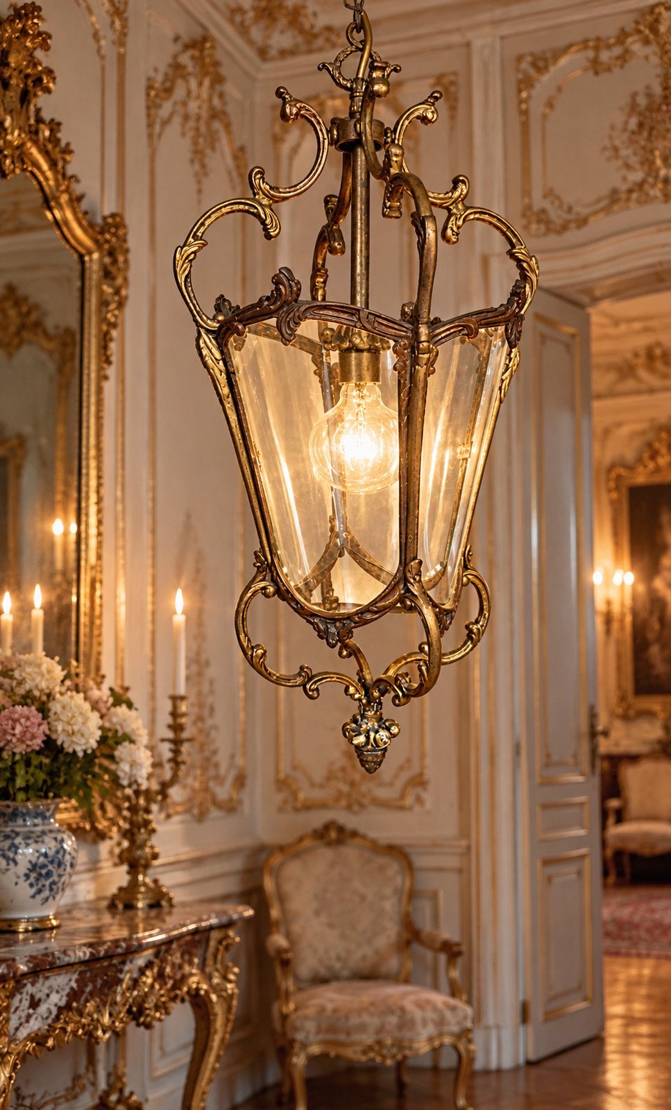 Kasteelluchter Rococo stijl. Opvallend en prachtig stuk., Enlèvement ou Envoi, Verre