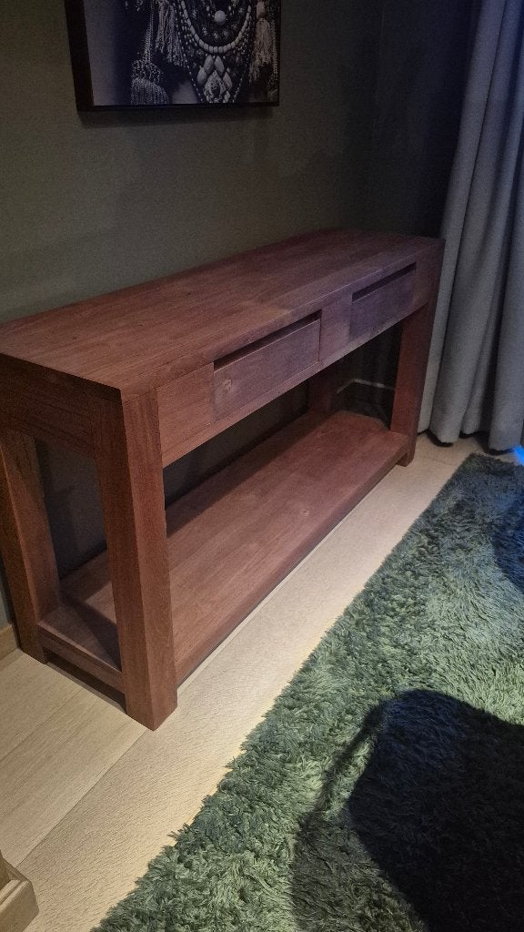 Massief Teakhouten Consoletafel / Sidetable (140 cm), Teck, 100 à 150 cm, 25 à 50 cm, Comme neuf