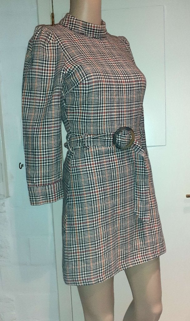 korte winterjurk ruitjes Zara XS of 34, Bruin, Nieuw, Ophalen of Verzenden, Maat 34 (XS) of kleiner