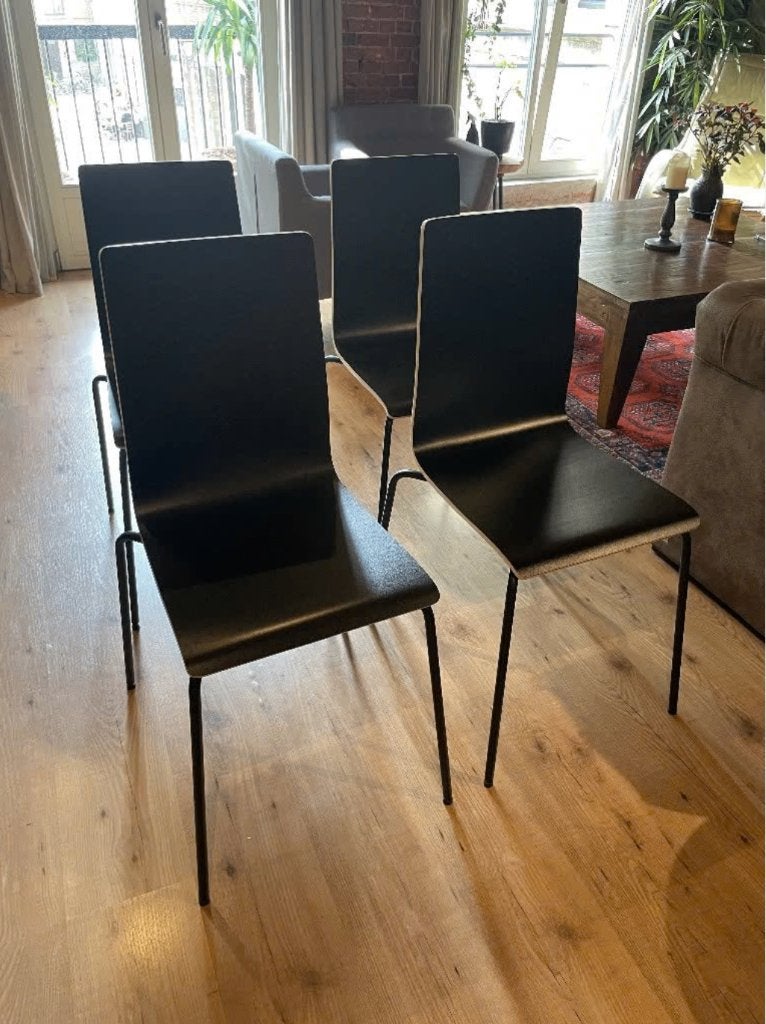 Set van 4 moderne design eetkamerstoelen, Maison & Meubles, Chaises, Utilisé, Quatre, Noir, Enlèvement ou Envoi