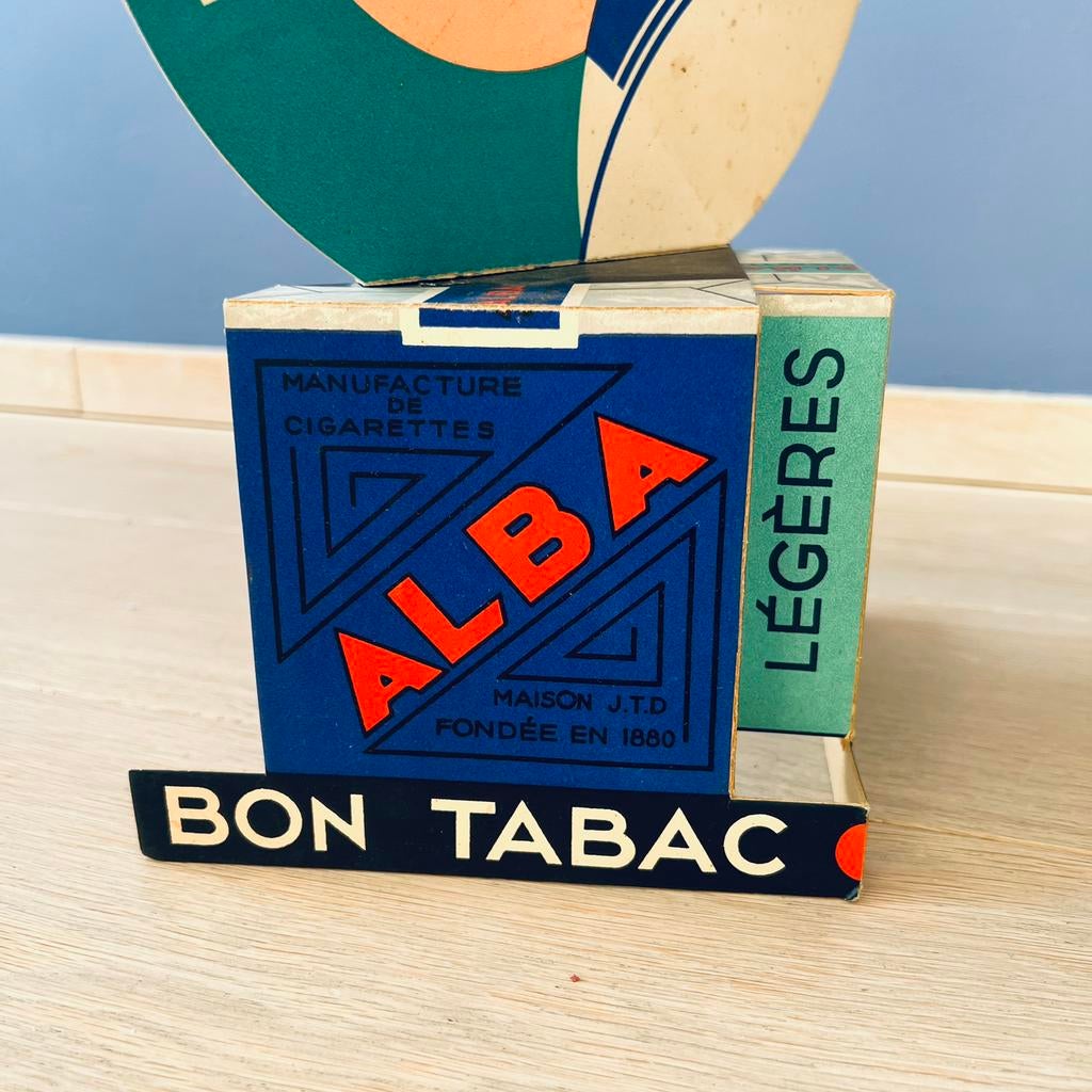 Zeldzame tabaksvitrine Alba 1934, Verzamelen, Ophalen of Verzenden, Gebruikt, Reclamebord