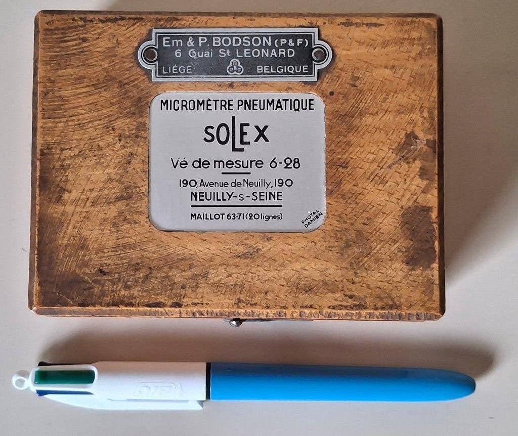 Leeg Antiek houten doosje SOLEX (Micromètre Pneumatique), Enlèvement ou Envoi
