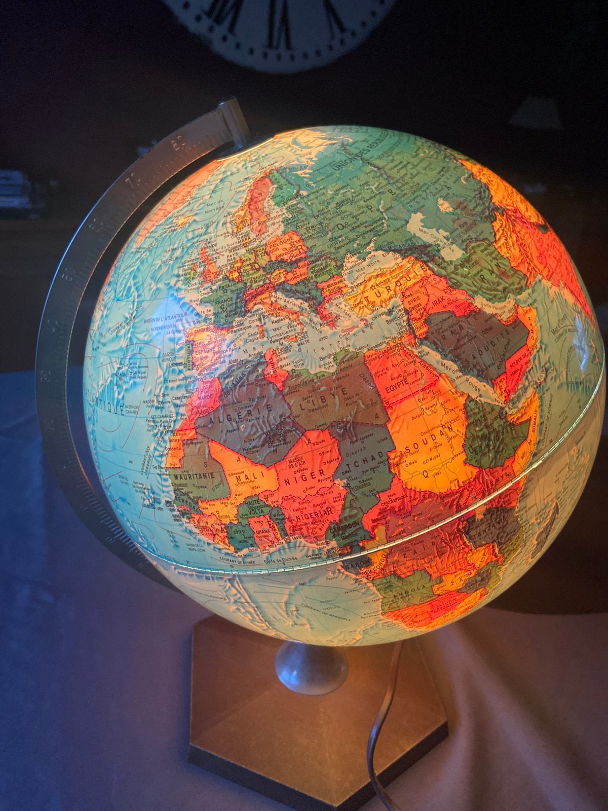 Scan-Globe vintage lichtgevende wereldbol uit 1972, Huis en Inrichting, Ophalen, Kunststof, 30 cm, Verlicht
