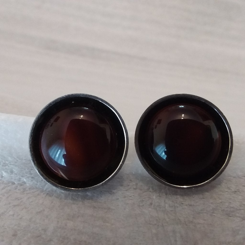 Boucles d'oreilles (clips) vintage, avec ’’œil de tigre ’’, Enlèvement ou Envoi