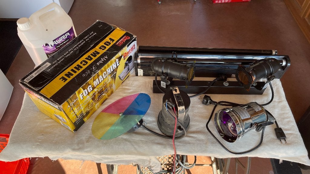 Kit d'éclairage de fête complet + 5 L liquide a fume, Musique & Instruments, Lumières & Lasers, Enlèvement, Utilisé, Détecteur de fumée