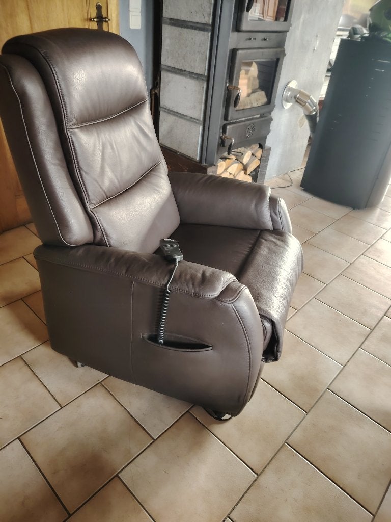 Lederen relaxfauteuil met elektrische lift, Ophalen, Minder dan 75 cm, RELAX, Leer