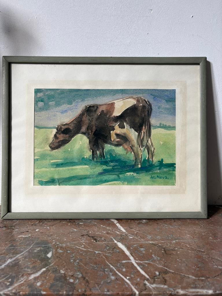Aquarel koe van Jos Mous, Ophalen