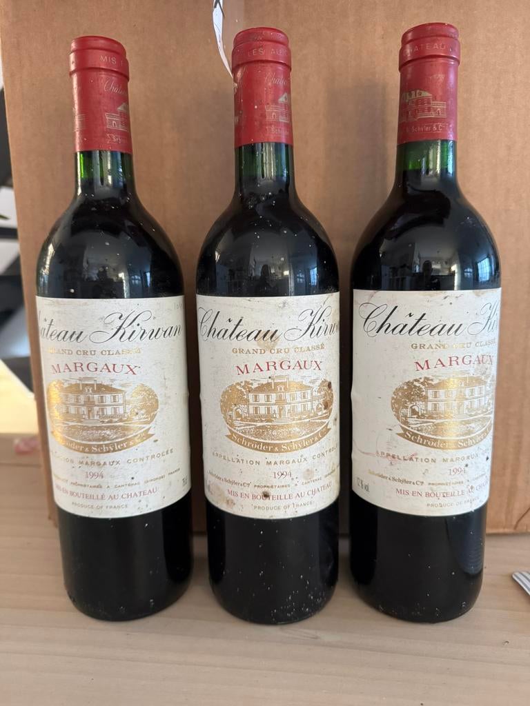 3 x Chateau Kirwan 1994, Verzamelen, Ophalen, Zo goed als nieuw