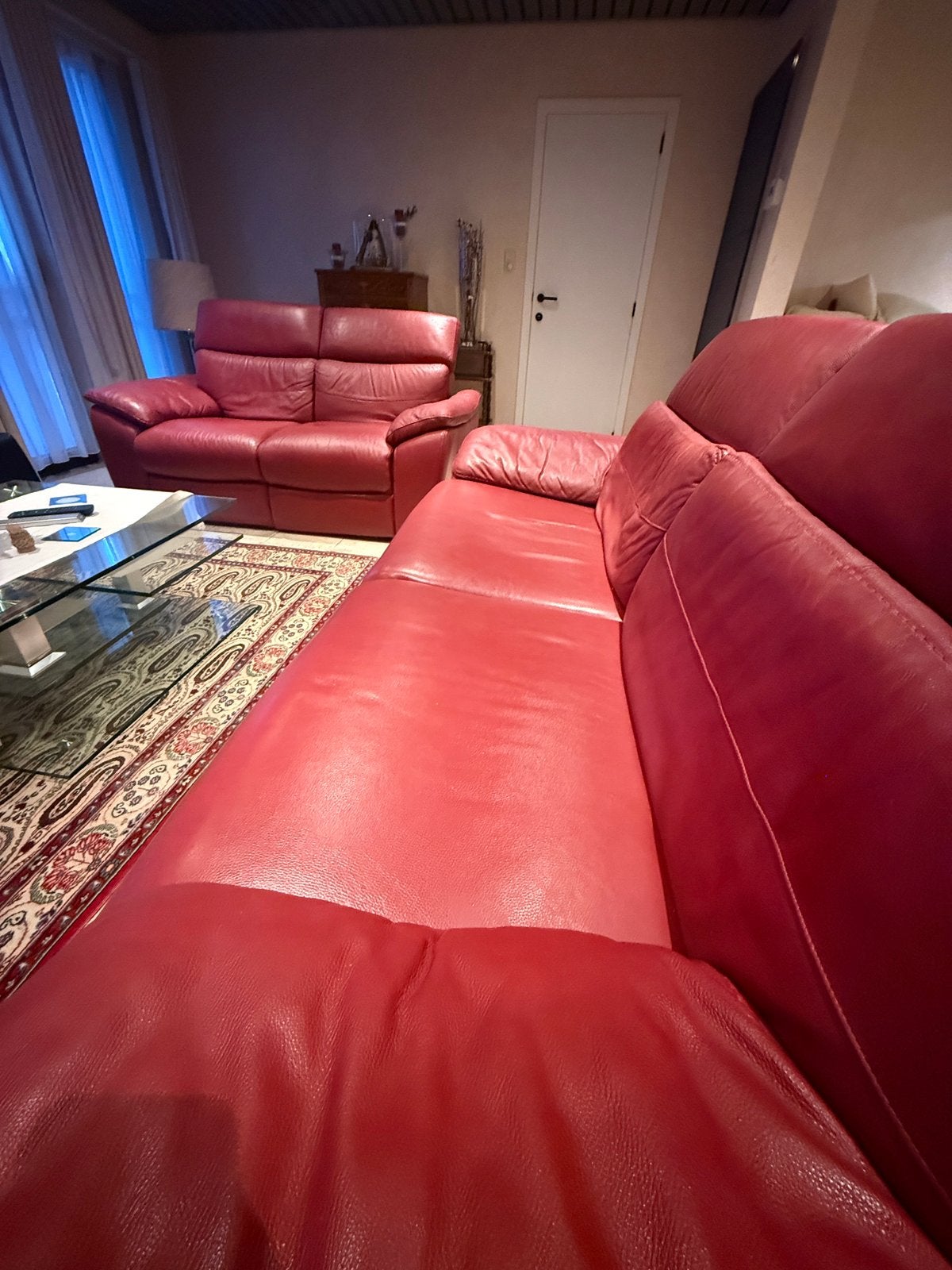 Lederen zetel + relax, Ophalen, Leer