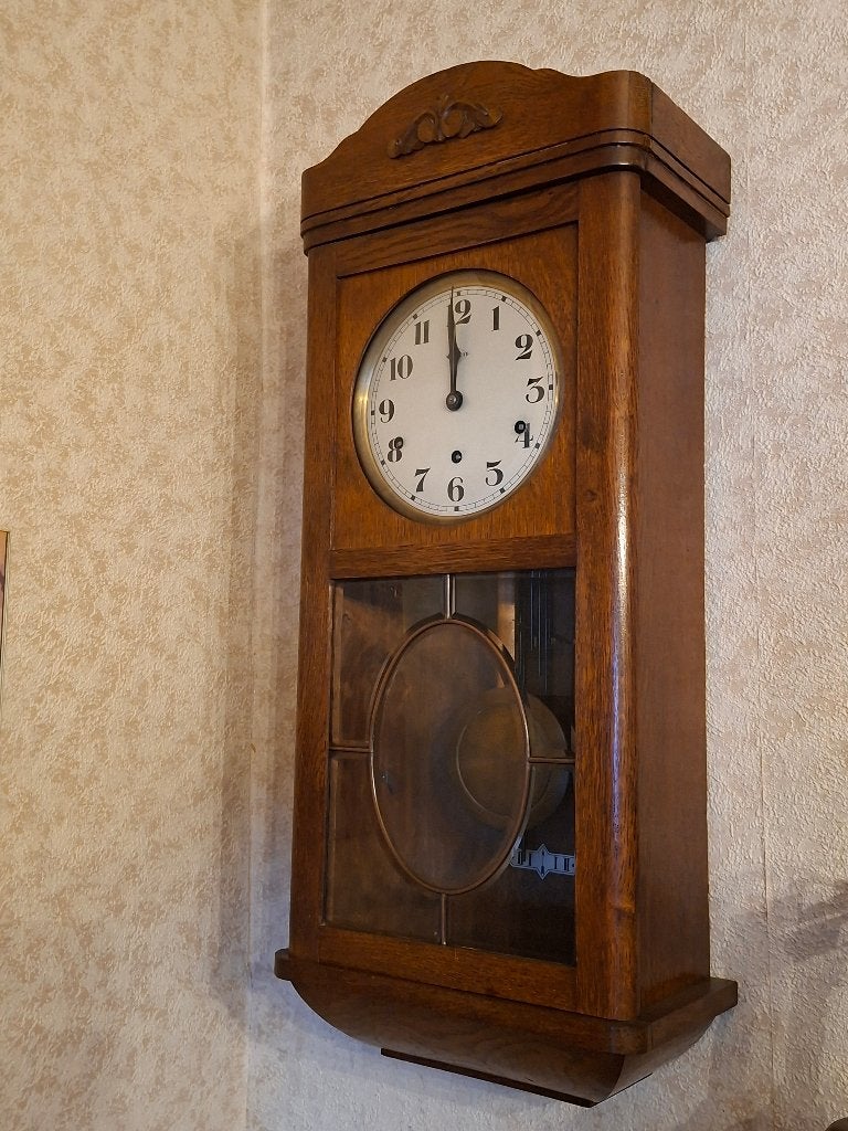 Vintage wandklok Vedette met slinger en 8 gongstaven, Enlèvement