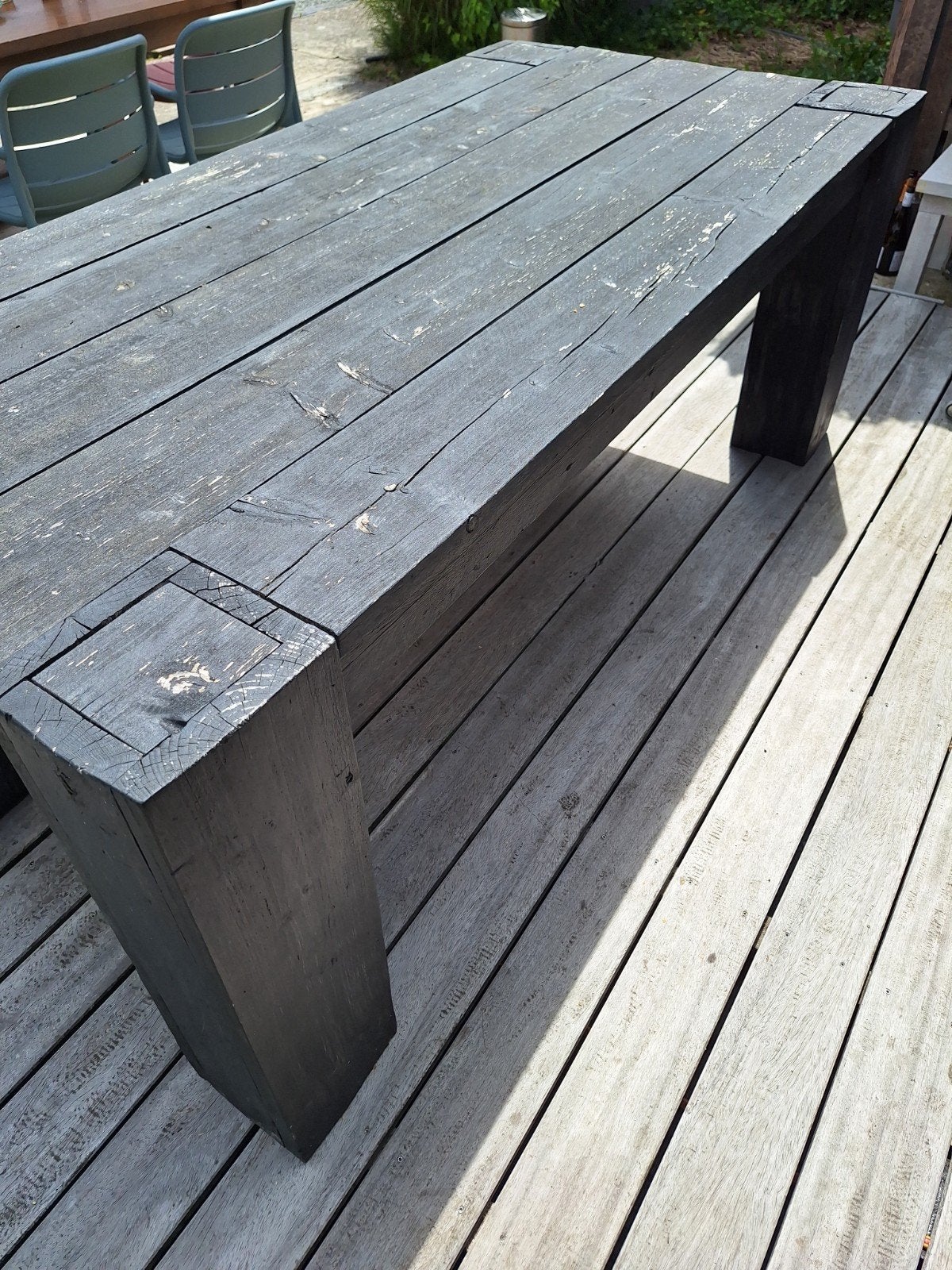 Tafel in steigerhout, Tuin en Terras, Ophalen, Gebruikt, Rechthoekig, Hout