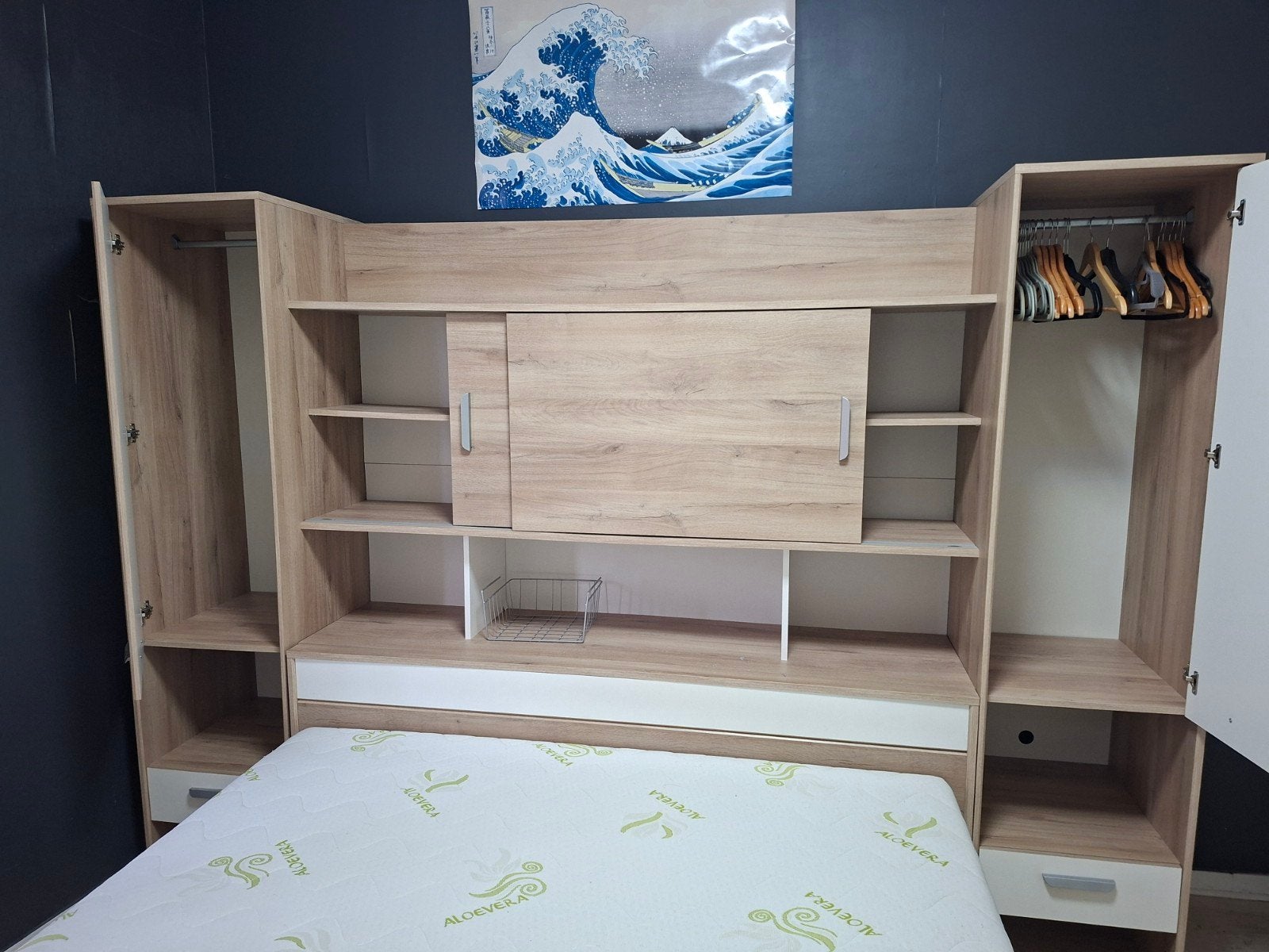 Lit avec armoires et matelas 160×200, Maison & Meubles, Enlèvement