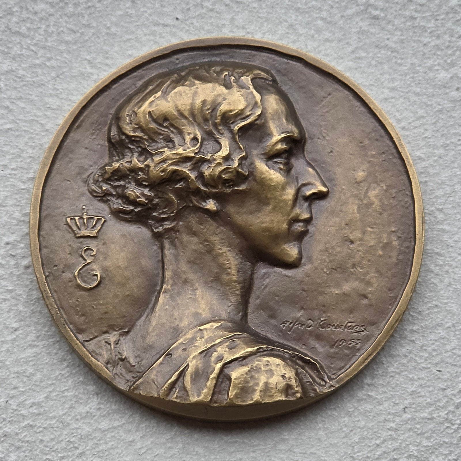 Medaille Koningin Elisabeth Rode Kruis ( Courtens ) 7cm, Postzegels en Munten, Penningen en Medailles, Ophalen of Verzenden, Brons