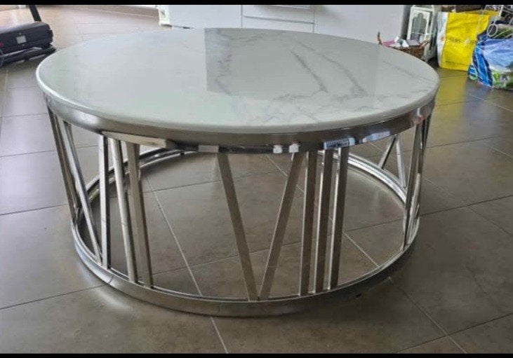 Table de salon argenté/marbré, Maison & Meubles, Enlèvement