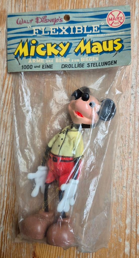 Vintage Marx Toys Flexible Mickey MIB Walt Disney 50s/60s, Ophalen of Verzenden, Mickey Mouse, Zo goed als nieuw, Beeldje of Figuurtje