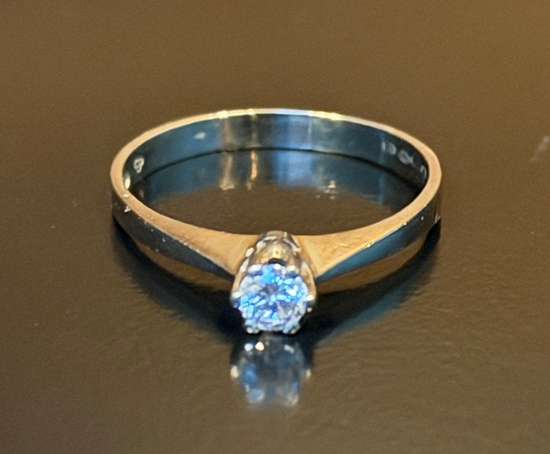 18K gouden verlovingsring met natuurlijke diamant- maat 17mm, Handtassen en Accessoires, Ophalen of Verzenden, 17 tot 18, Met edelsteen
