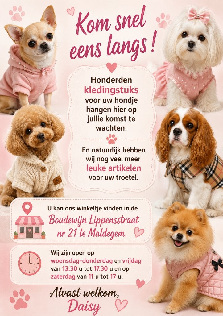 Grote verkoop van kleding voor uw hondje !, Dieren en Toebehoren, Hondenkleding, Nieuw, Ophalen