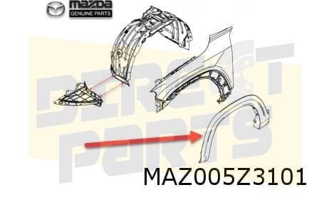 Mazda MX-30 (7/20-) wielkuiplijst voorscherm Links (zwart) O, Neuf, -, -, Garde-boue