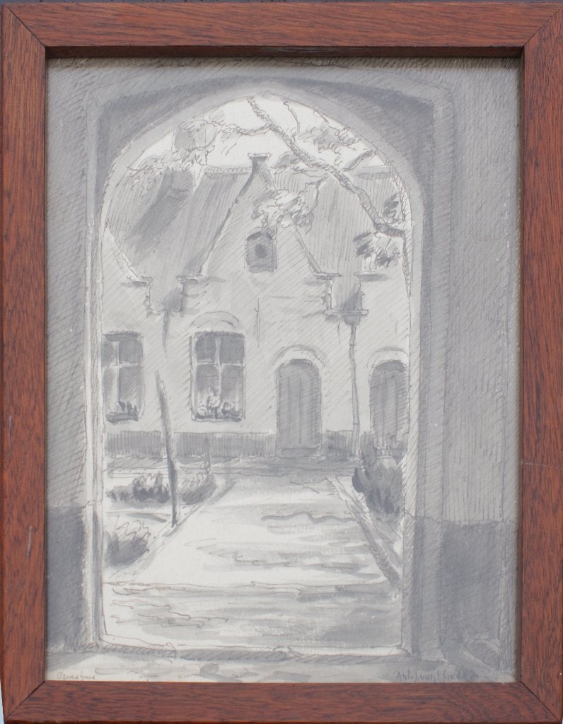 Antoon J. Van Hoecke (1899-1991): Godshuis Meulenaere 27x33, Enlèvement ou Envoi, Signé
