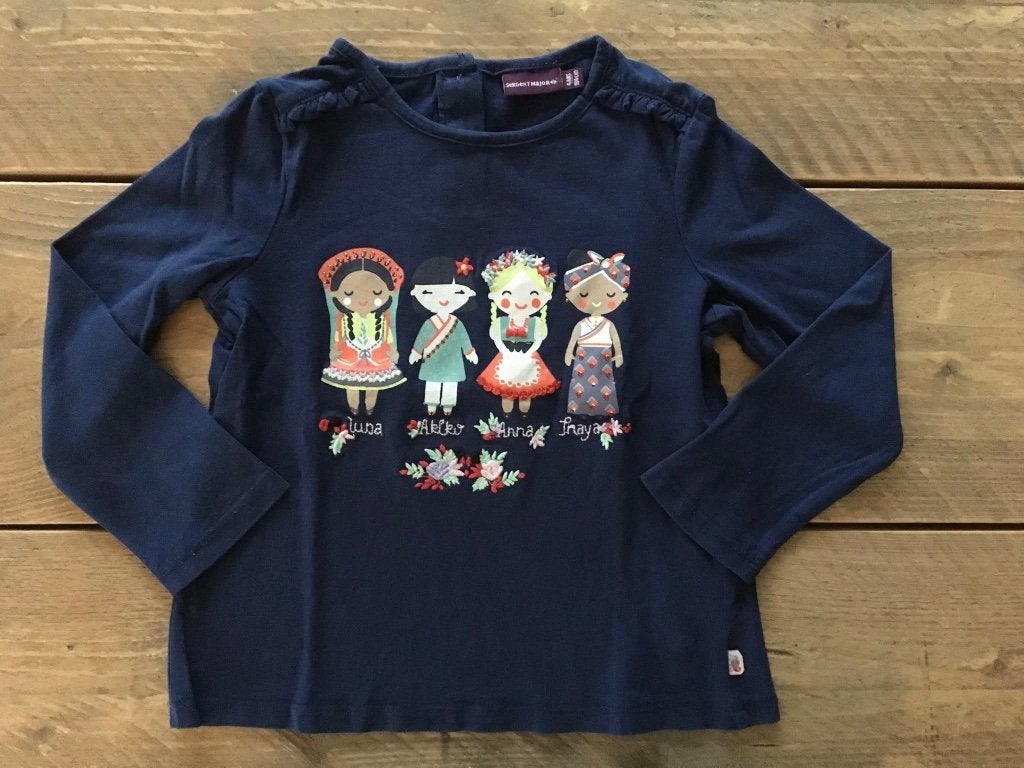 SERGENT MAJOR blauwe longsleeve wereldkinderen 104, Meisje, Ophalen of Verzenden, Zo goed als nieuw, Shirt of Longsleeve