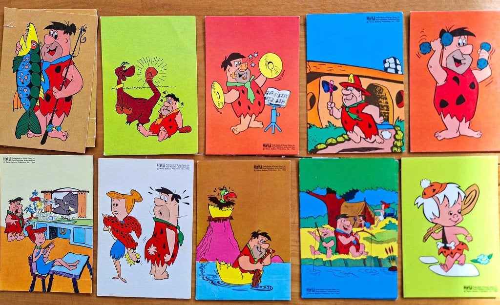 Vintage Flintstones Ansichtkaarten (1964), Verzamelen, 1960 tot 1980, Gebruikt, Ophalen of Verzenden, Prent