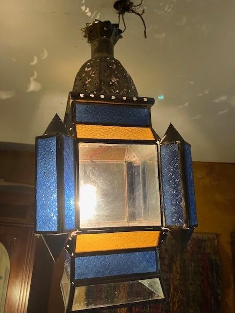 OUDE TUNESISCHE MOSKEELAMP, Ophalen, Gebruikt, Glas, 50 tot 75 cm