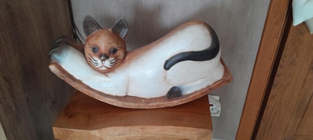 Joli deco chat en bois bascule 45 cm de long