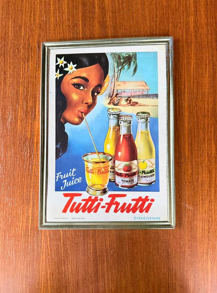 Reclamebord Tutti-Frutti Fruitsap - Dikkelvenne, Ophalen of Verzenden, Zo goed als nieuw, Reclamebord