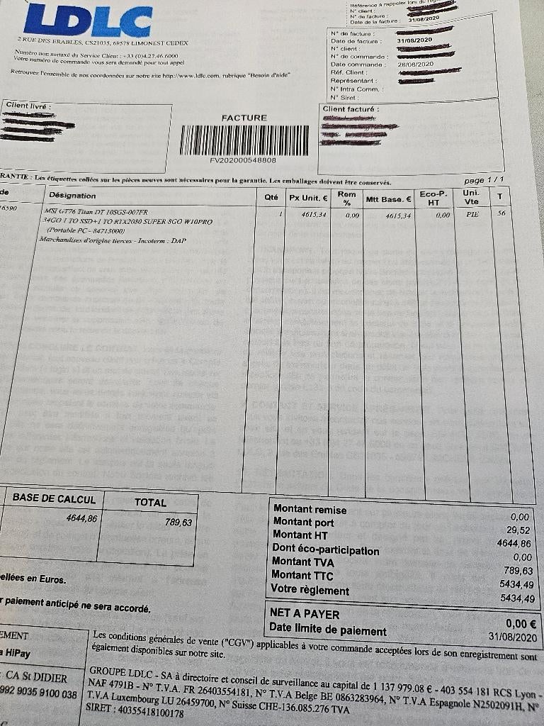 Ordinateur portable MSI GT 76 titant, Ophalen, 64 GB of meer, MSI, Zo goed als nieuw