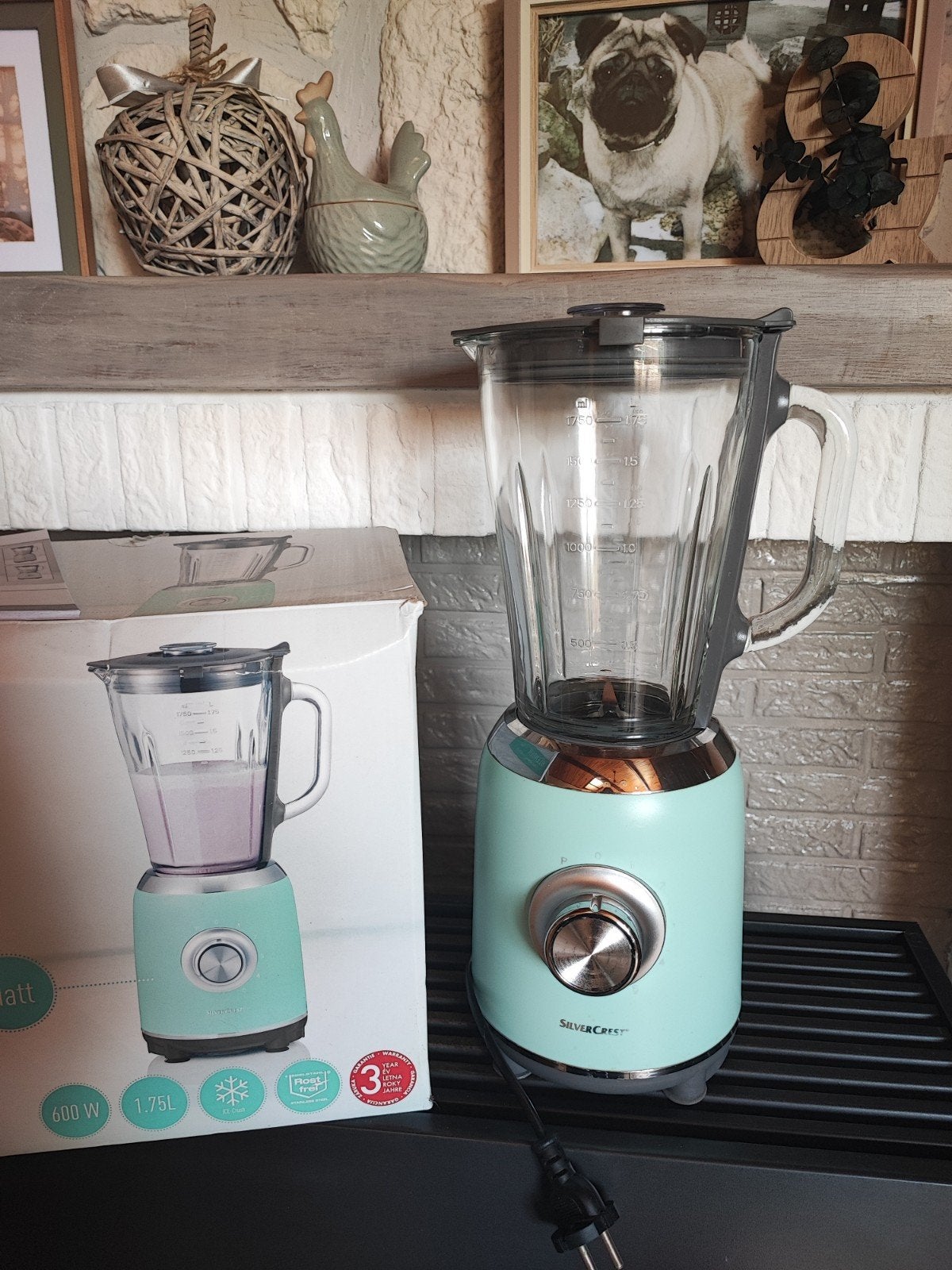 Blender SilverCrest 600W 1,75L (Comme neuf avec boîte), Enlèvement ou Envoi, Comme neuf, Mélangeur