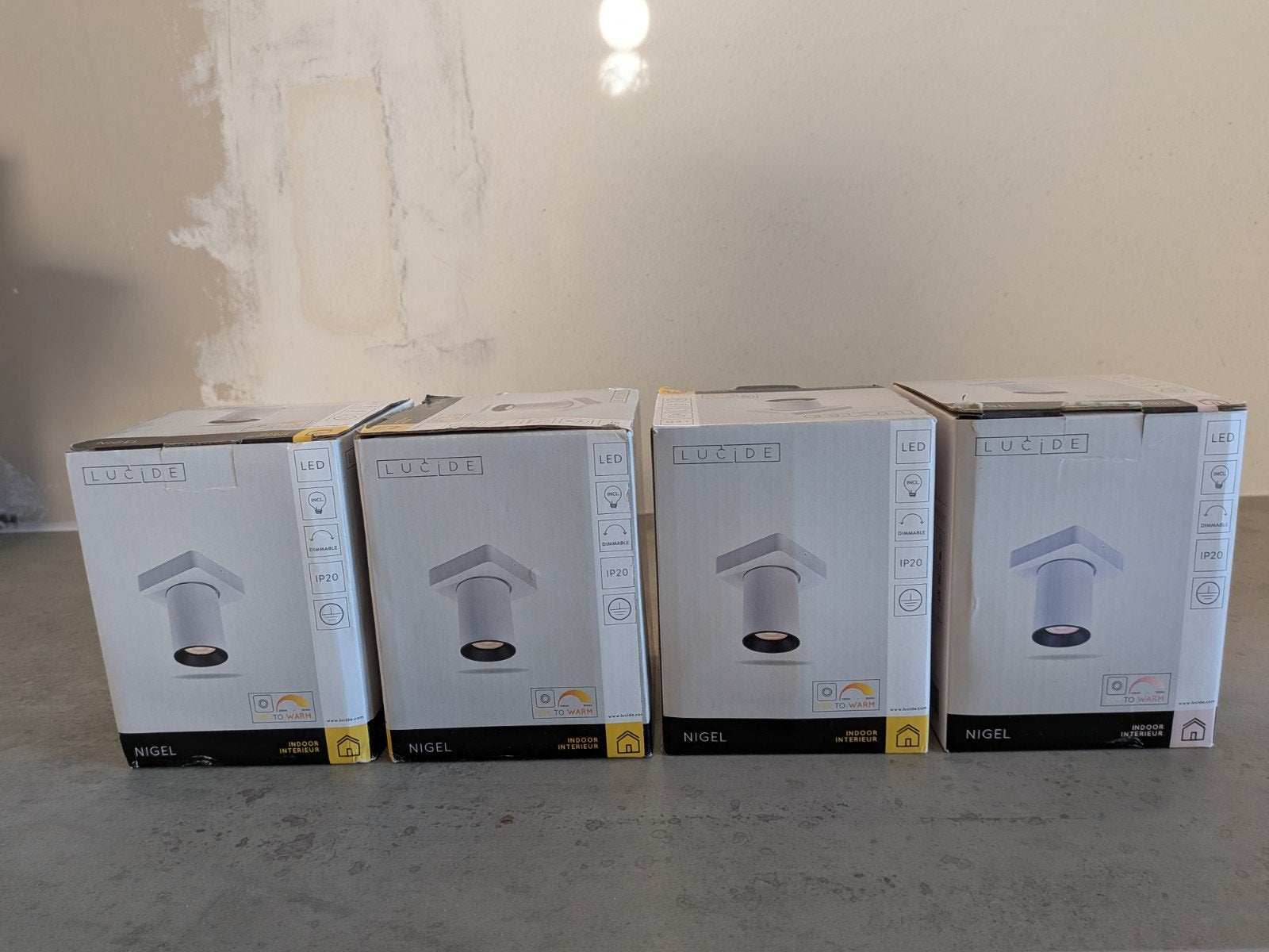 4 stuks witte Lucide Nigel plafondspots, nieuw in doos, Maison & Meubles, Neuf, Enlèvement ou Envoi, GU10, LED