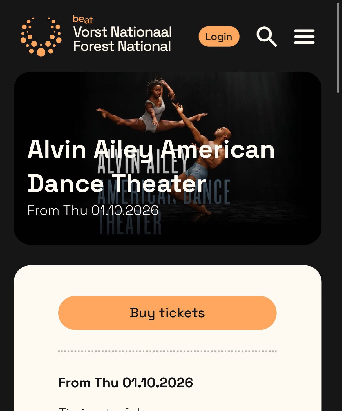 Alvin Ailey American Dance Theater, Tickets en Kaartjes