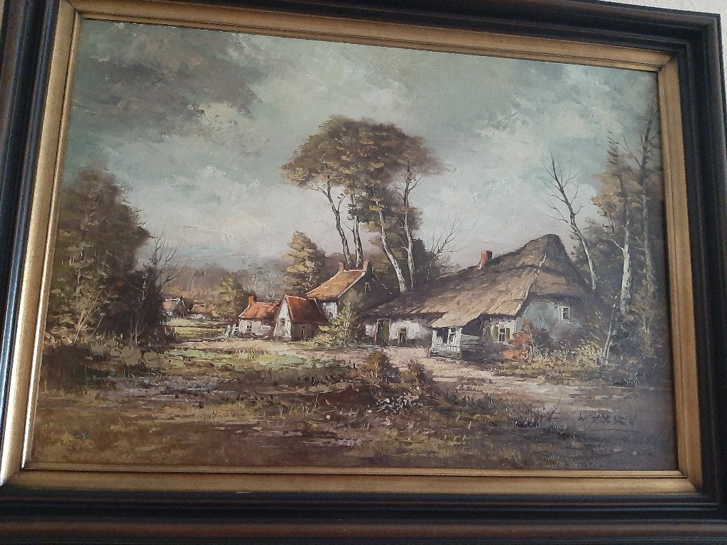 Schilderij, Antiek en Kunst, Ophalen, Achter glas