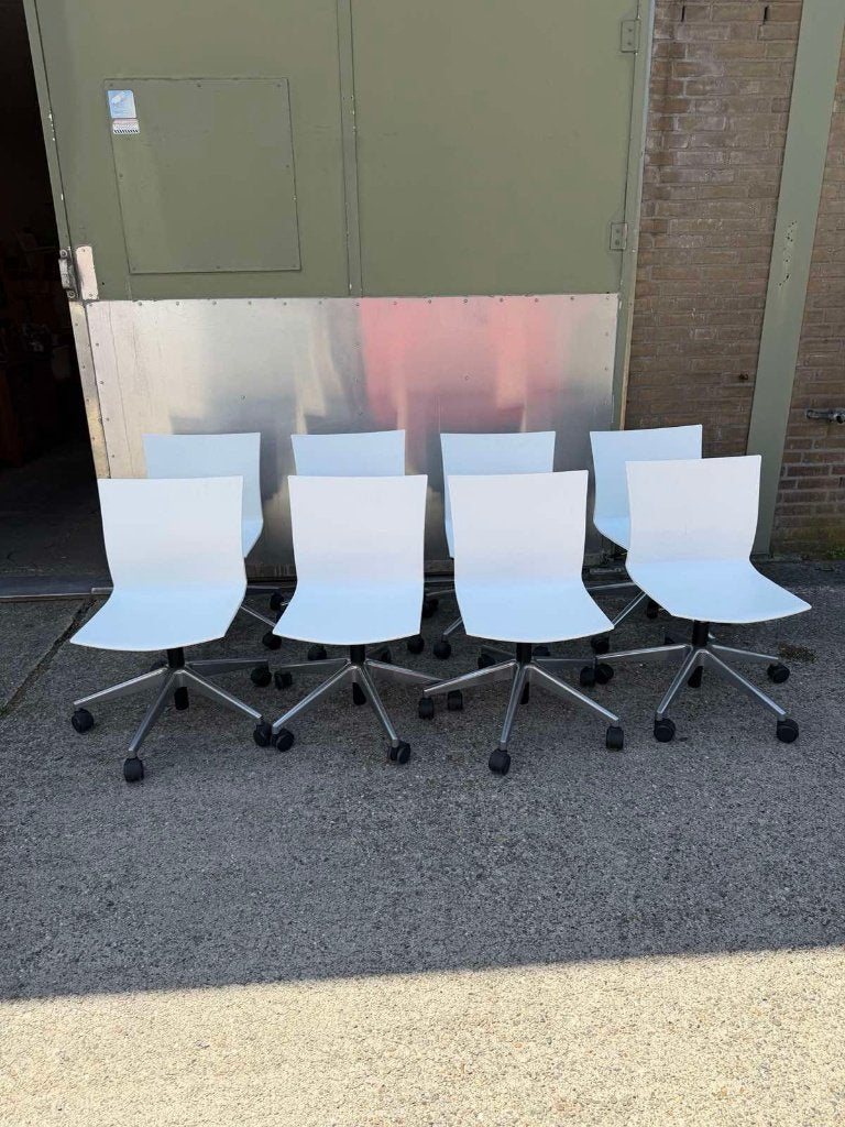Ahrend 463 design by Siguard Rothe stoelen 8 stuks, Ophalen, Wit, Design, Vijf, Zes of meer stoelen