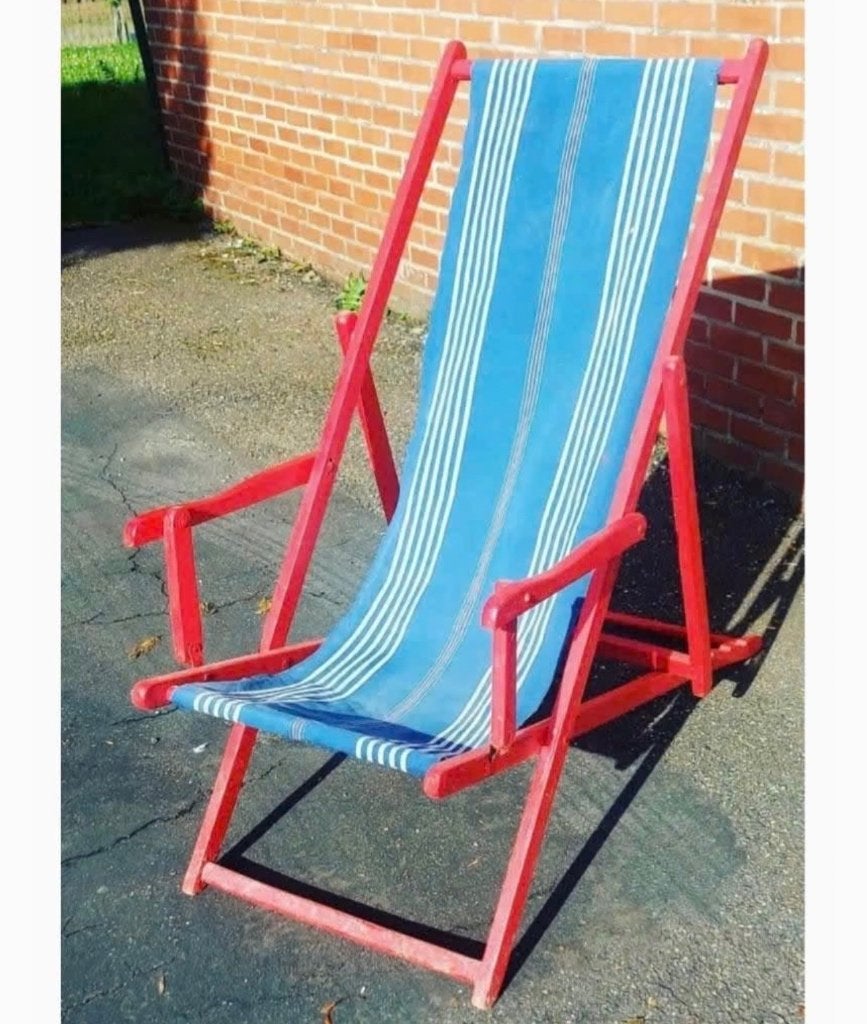 Chaise de plage vintage en bois, Enlèvement, Bois, Réglable